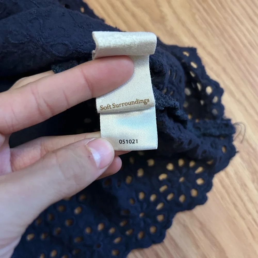 Soft Surroundings Navy Blouse with Lace Detail - Picture 8 of 9